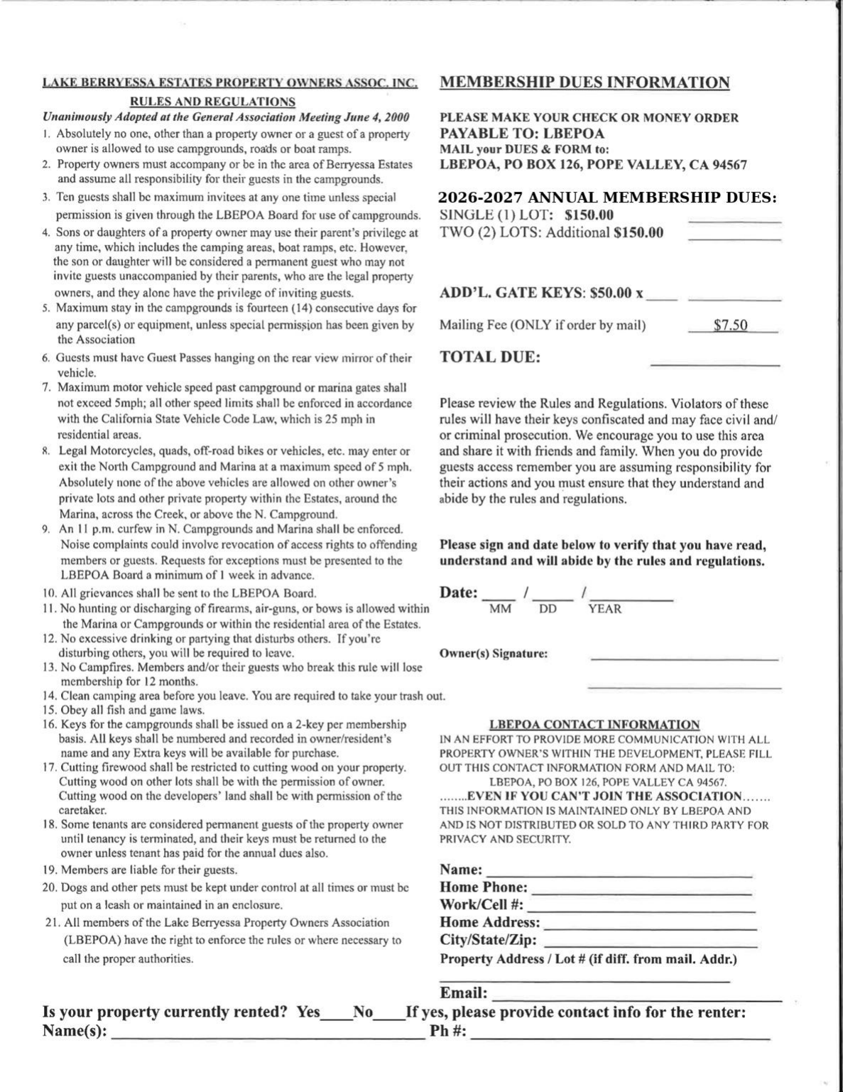 Membership application in English